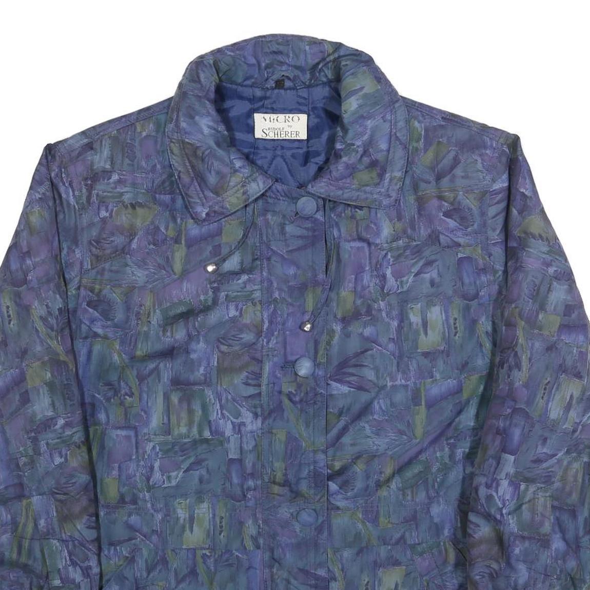 RUDOLF SCHERER Womens Blue Quilted Jacket L Polyester Blend Zip Casual Outerwear