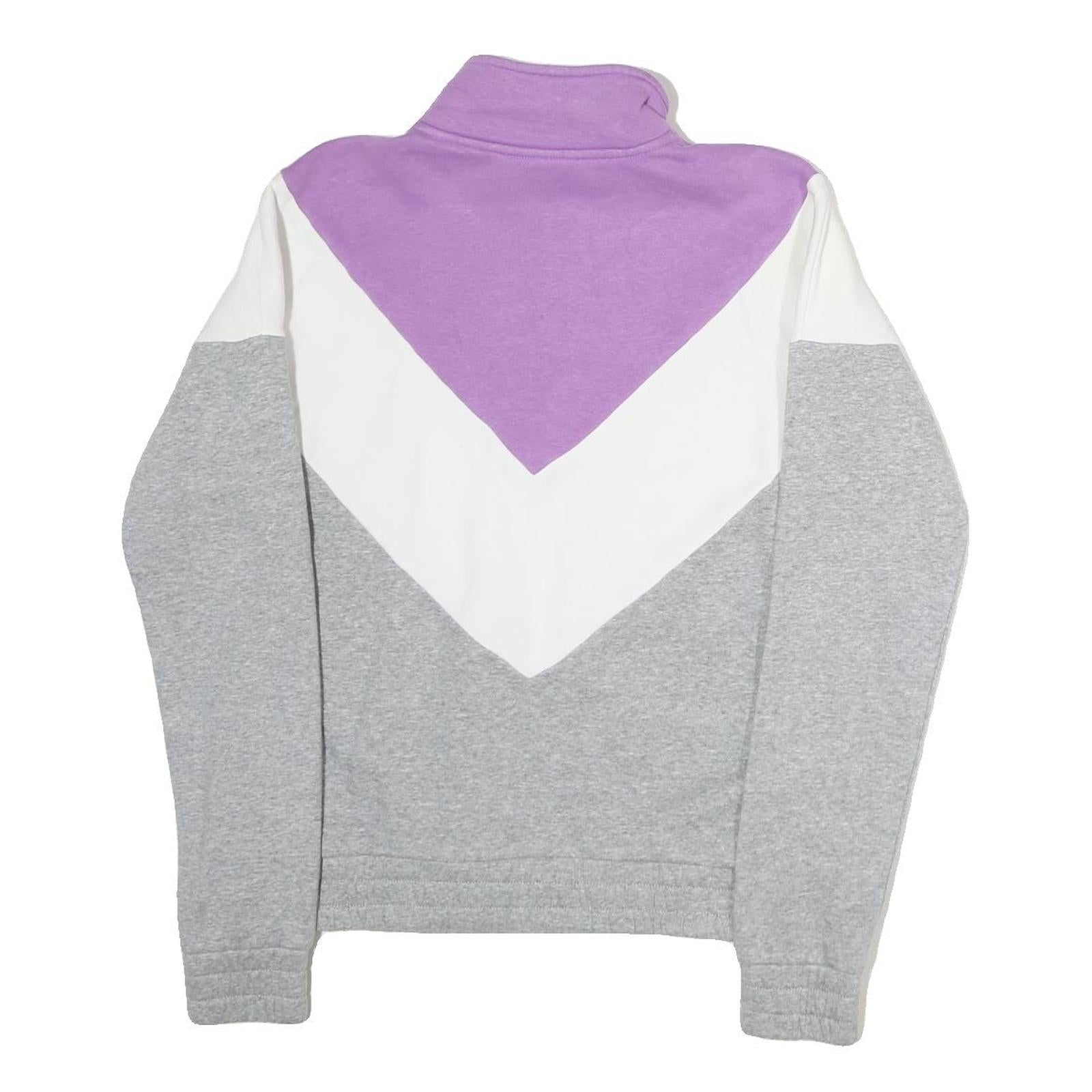 FILA Womens Purple & White Sweatshirt Crew Neck S Colourblock Half Zip Pullover