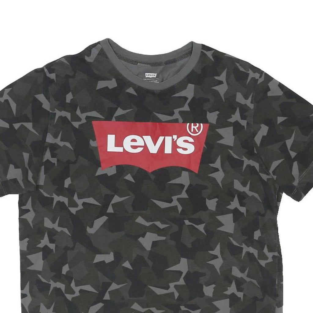 LEVI'S Mens Black & Grey Camouflage Graphic T-Shirt M Short Sleeve Crew Neck