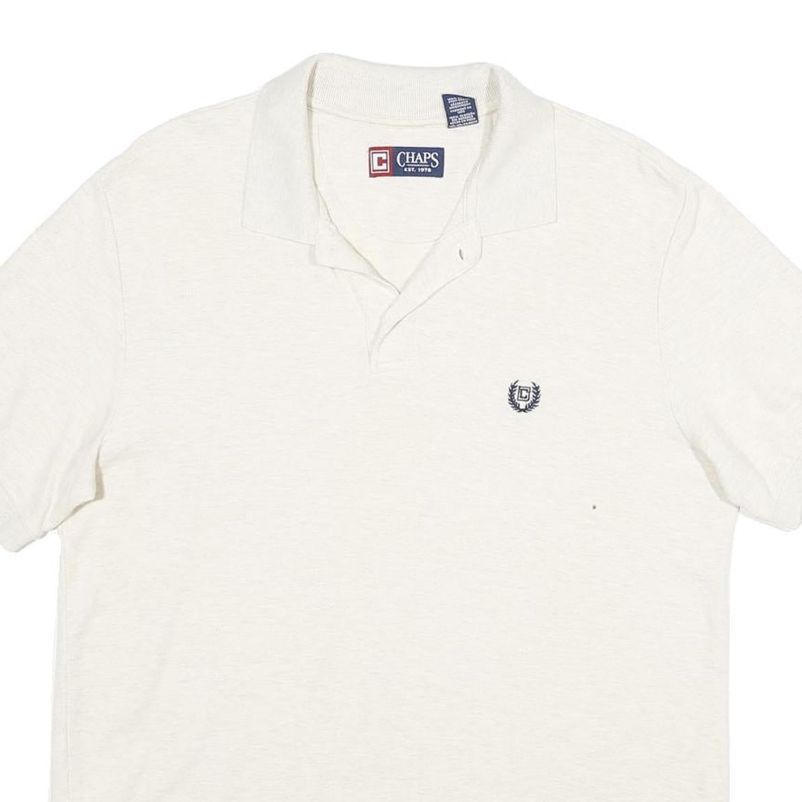 CHAPS Mens White Polo Shirt M Cotton Short Sleeve Plain Classic Fit Casual