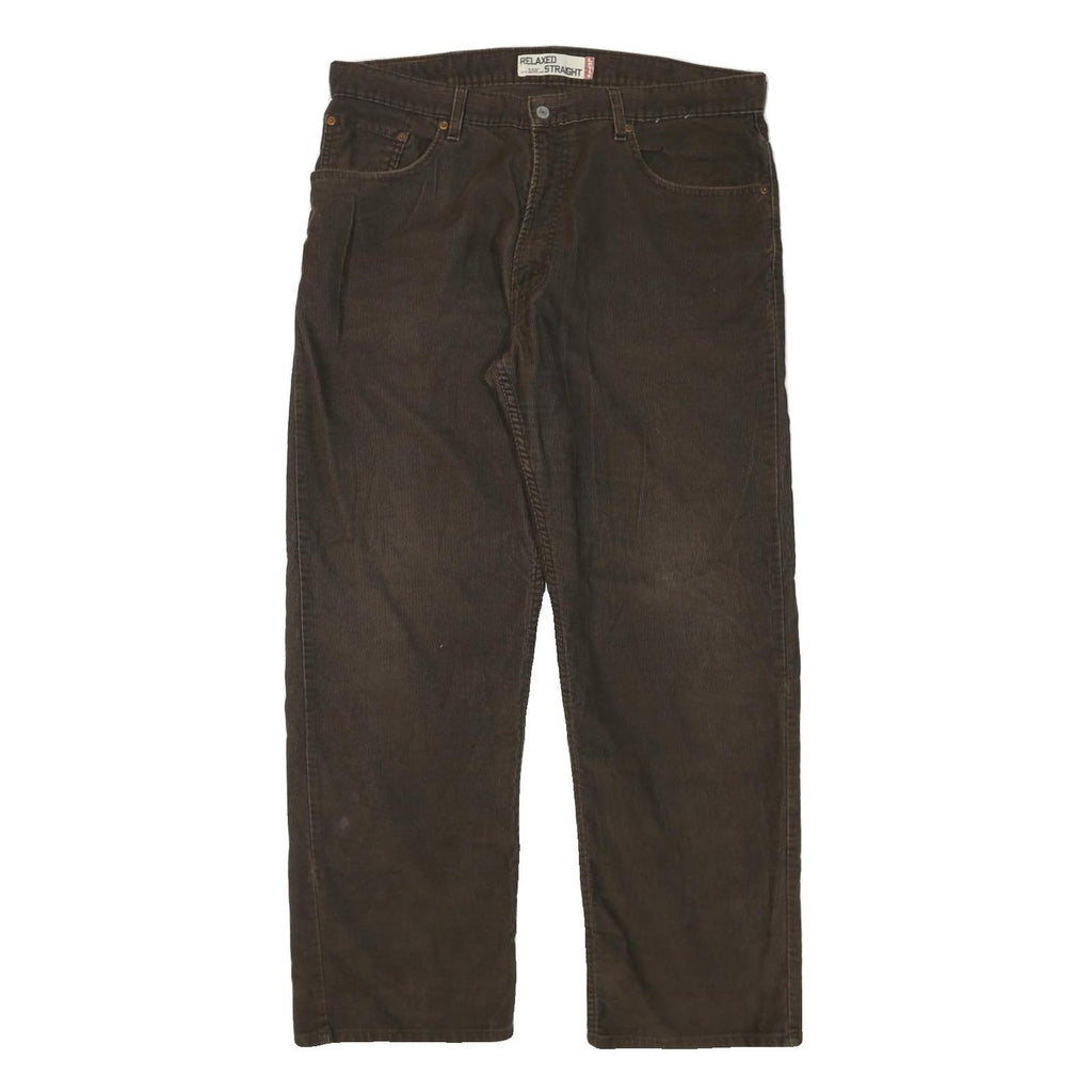 LEVI'S Mens Cotton Blend Brown Regular Straight Trousers W38 L31 Casual Zip