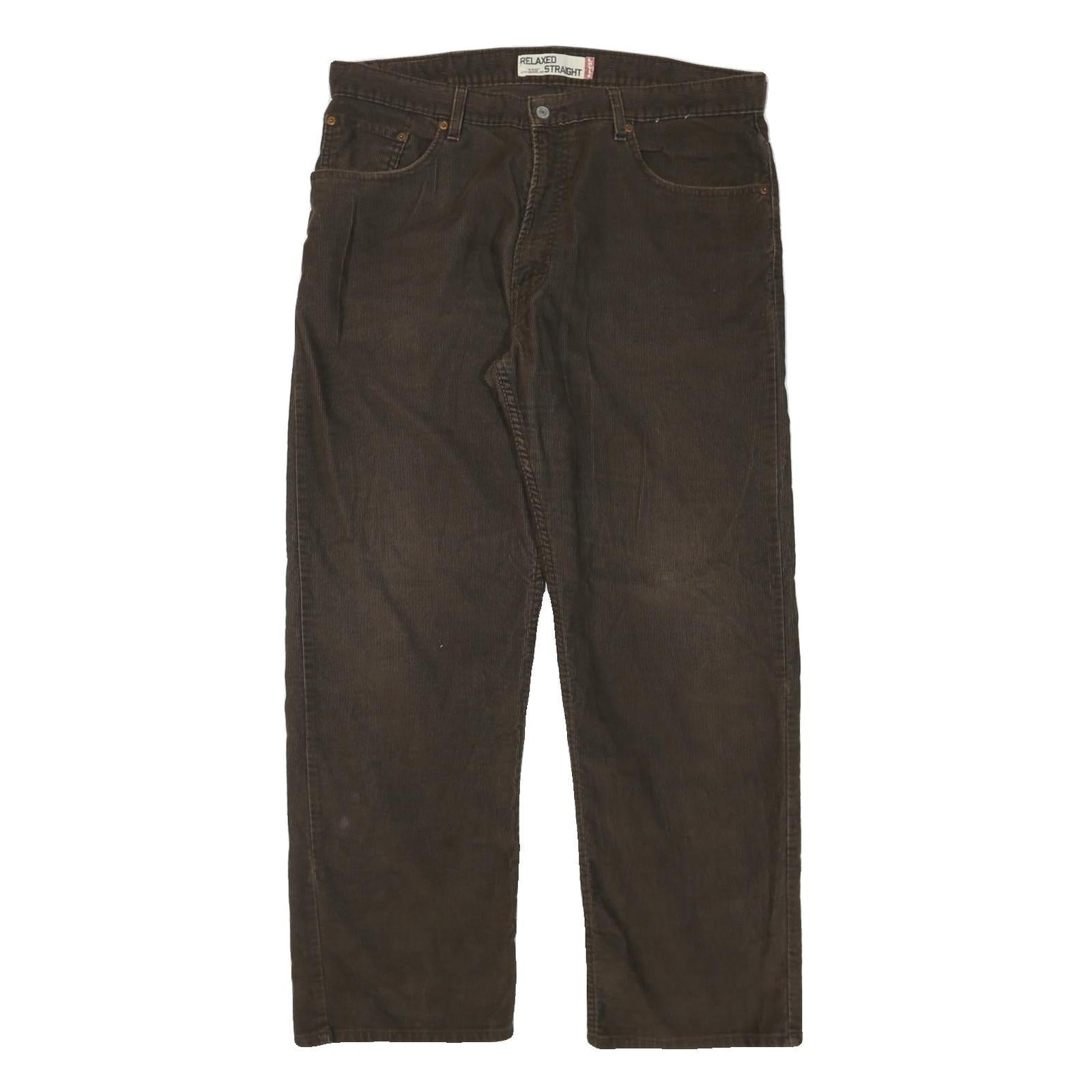 LEVI'S Mens Cotton Blend Brown Regular Straight Trousers W38 L31 Casual Zip