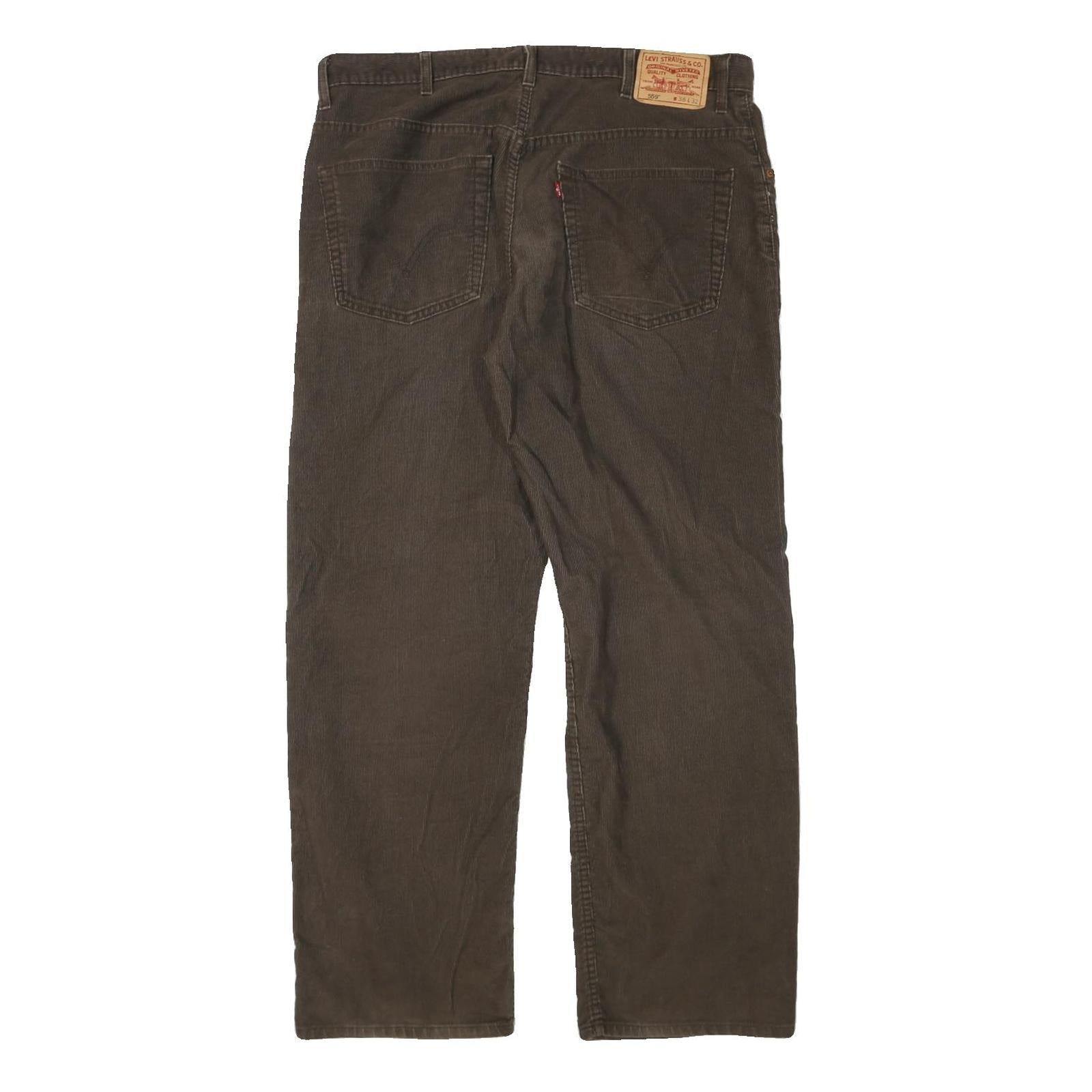 LEVI'S Mens Cotton Blend Brown Regular Straight Trousers W38 L31 Casual Zip