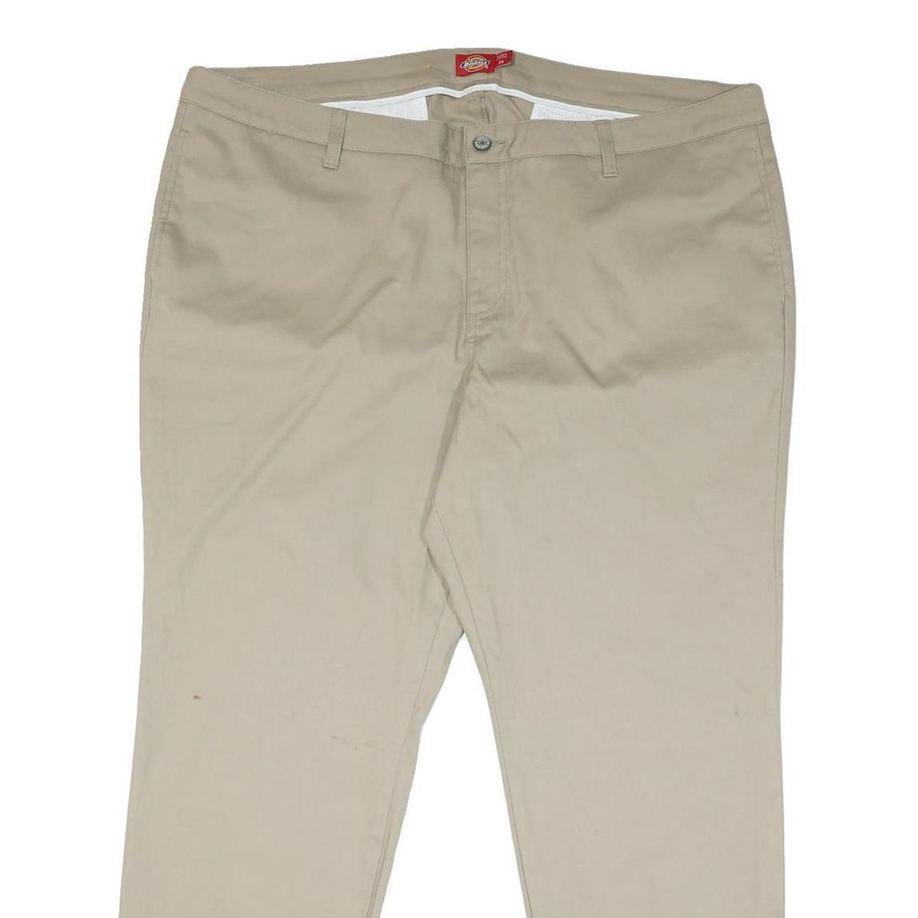 DICKIES Mens Cotton Blend Beige Regular Fit Straight Leg Trousers W46 L31