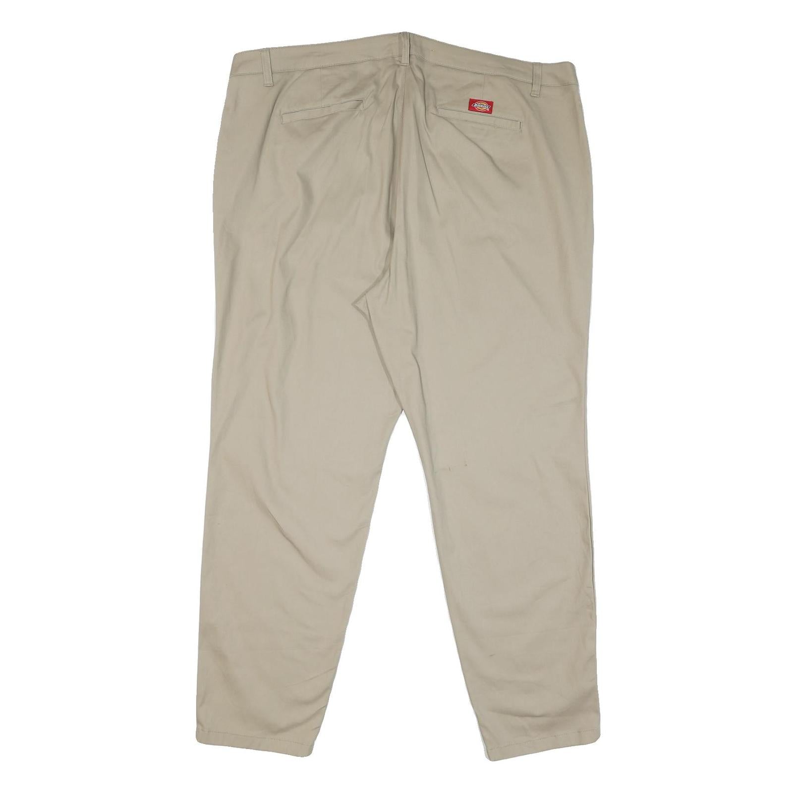 DICKIES Mens Cotton Blend Beige Regular Fit Straight Leg Trousers W46 L31