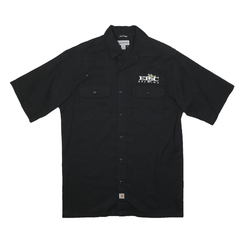 CARHARTT Mens Black Epic Brewing Cotton Blend Work Shirt M Durable Button Down