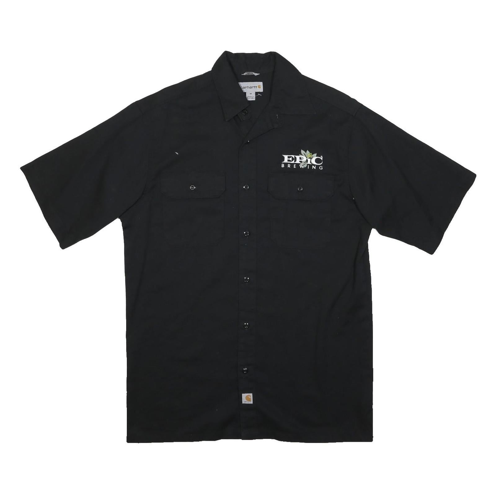 CARHARTT Mens Black Epic Brewing Cotton Blend Work Shirt M Durable Button Down