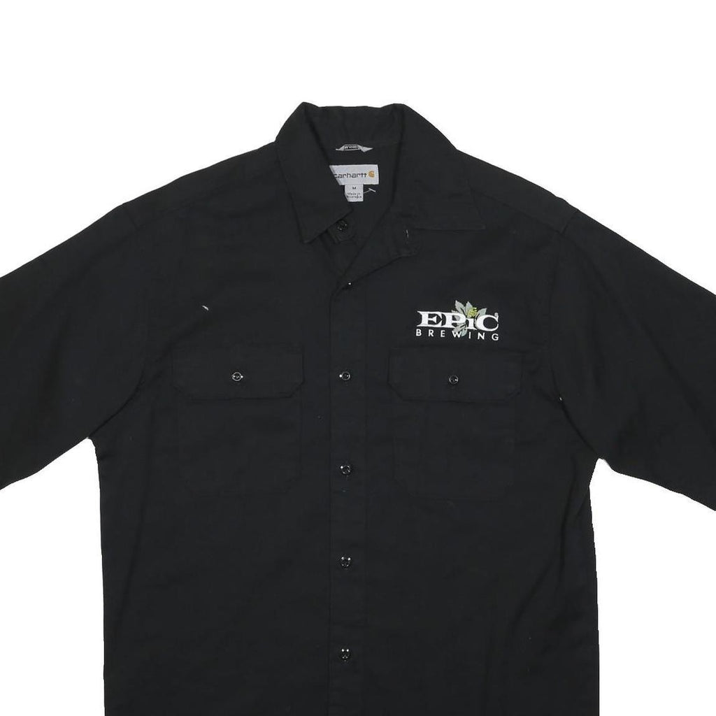 CARHARTT Mens Black Epic Brewing Cotton Blend Work Shirt M Durable Button Down