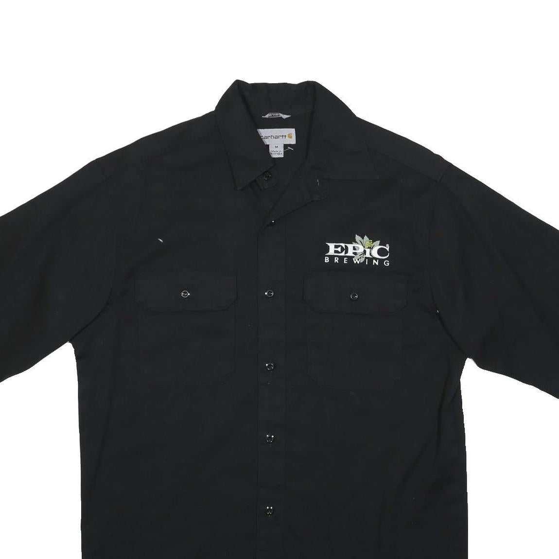 CARHARTT Mens Black Epic Brewing Cotton Blend Work Shirt M Durable Button Down