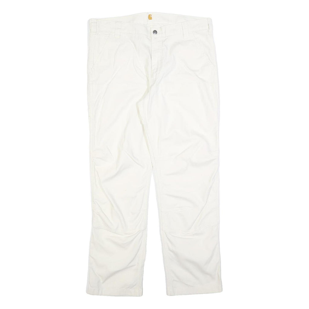 CARHARTT Mens Cotton Blend White Relaxed Straight Trousers W38 L32 Workwear