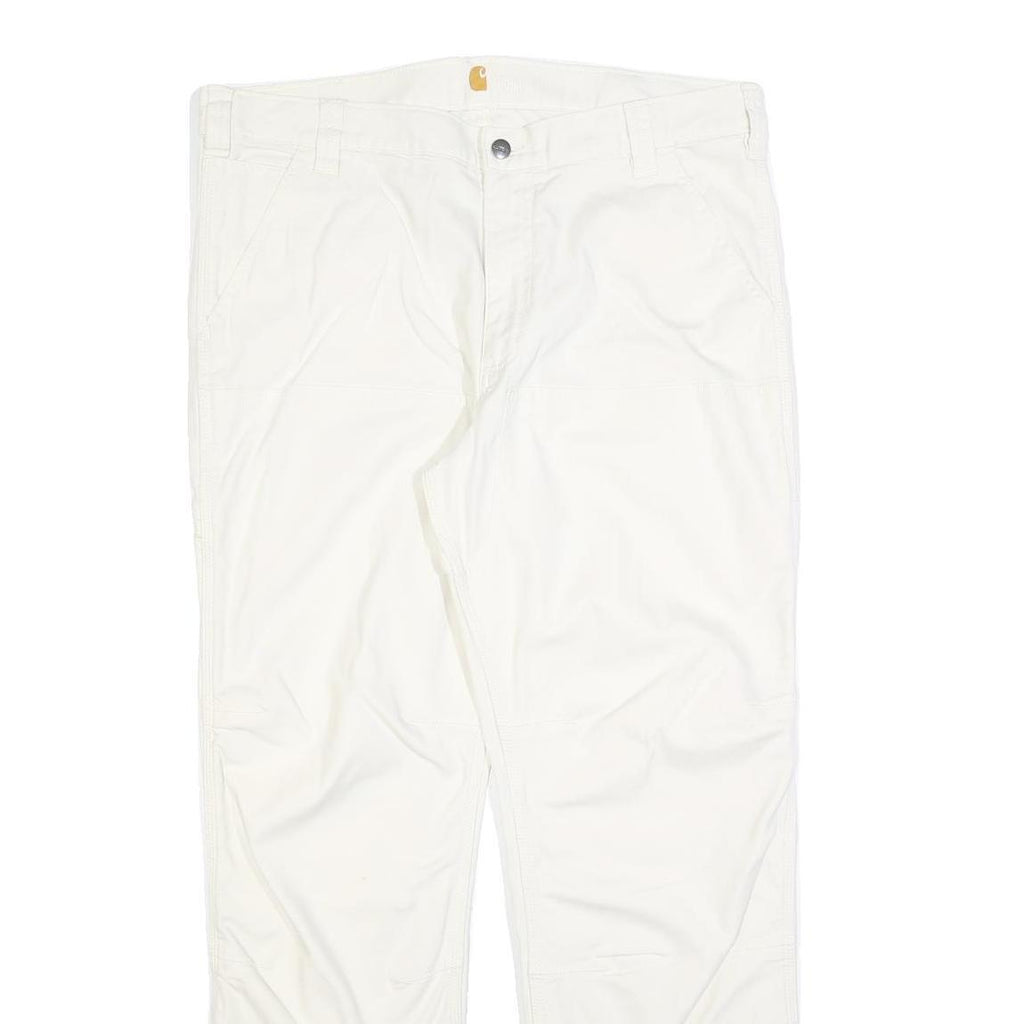 CARHARTT Mens Cotton Blend White Relaxed Straight Trousers W38 L32 Workwear
