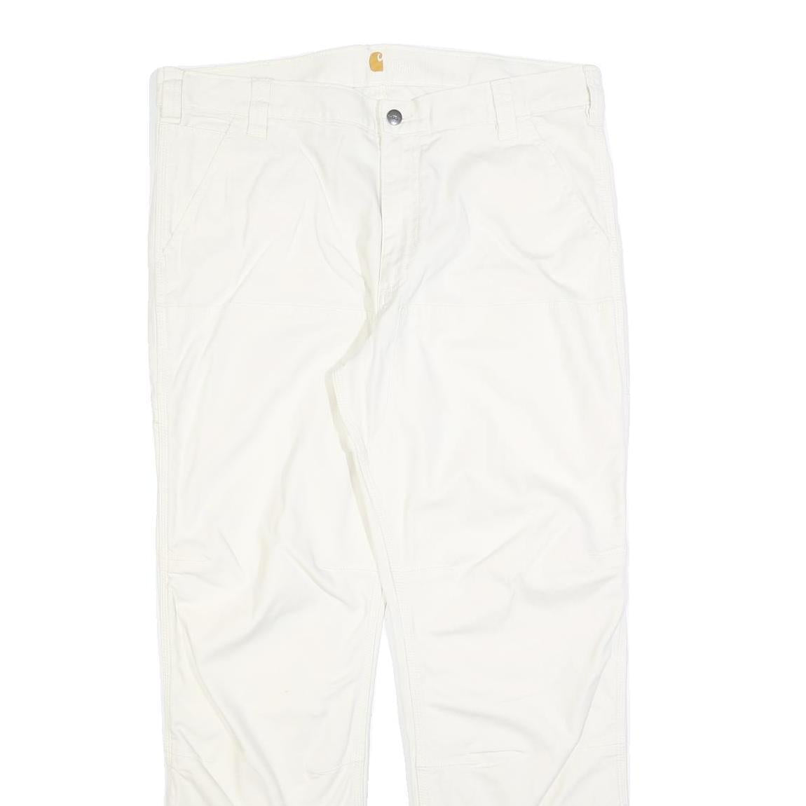 CARHARTT Mens Cotton Blend White Relaxed Straight Trousers W38 L32 Workwear