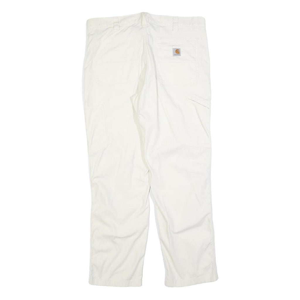 CARHARTT Mens Cotton Blend White Relaxed Straight Trousers W38 L32 Workwear