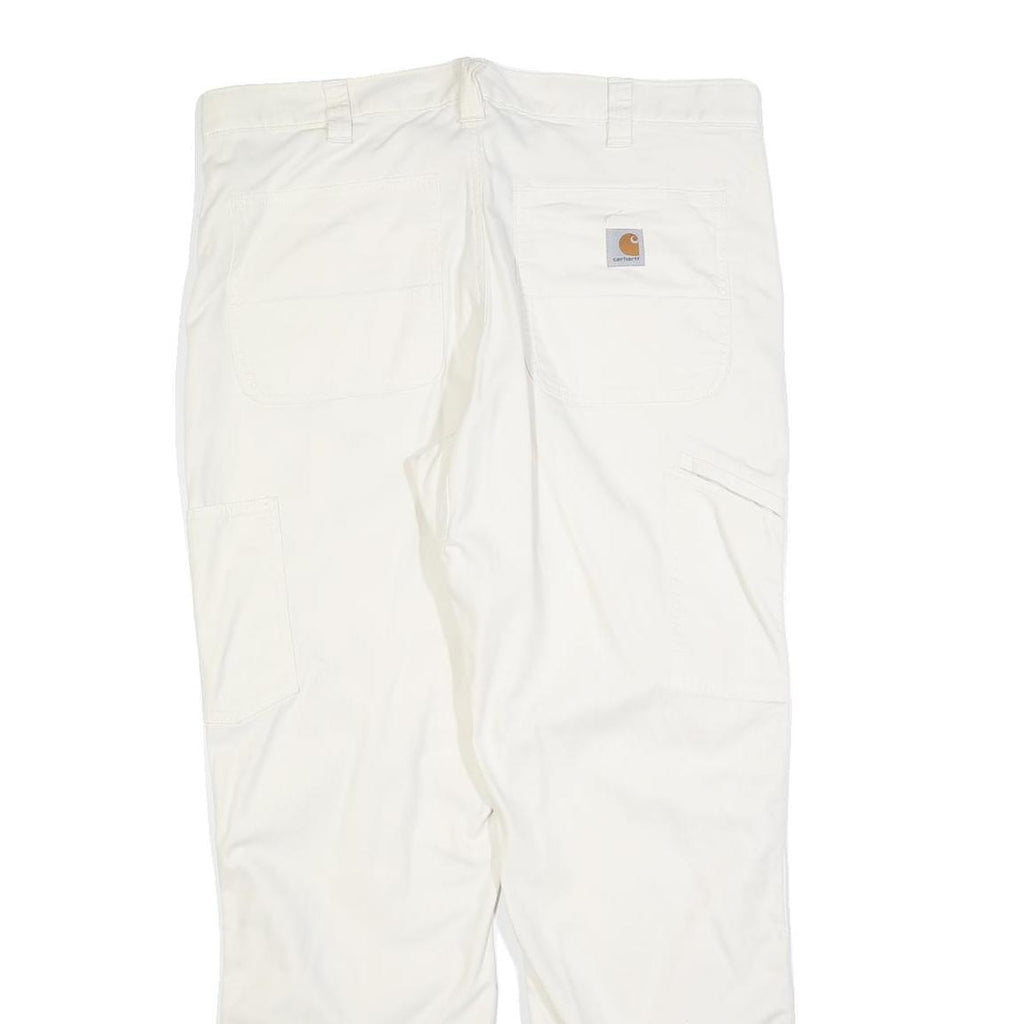 CARHARTT Mens Cotton Blend White Relaxed Straight Trousers W38 L32 Workwear