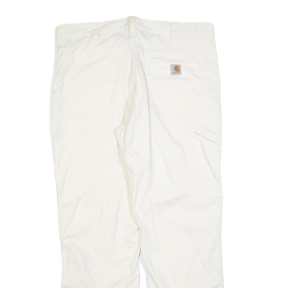 CARHARTT Mens Cotton Blend White Relaxed Straight Trousers W38 L32 Workwear