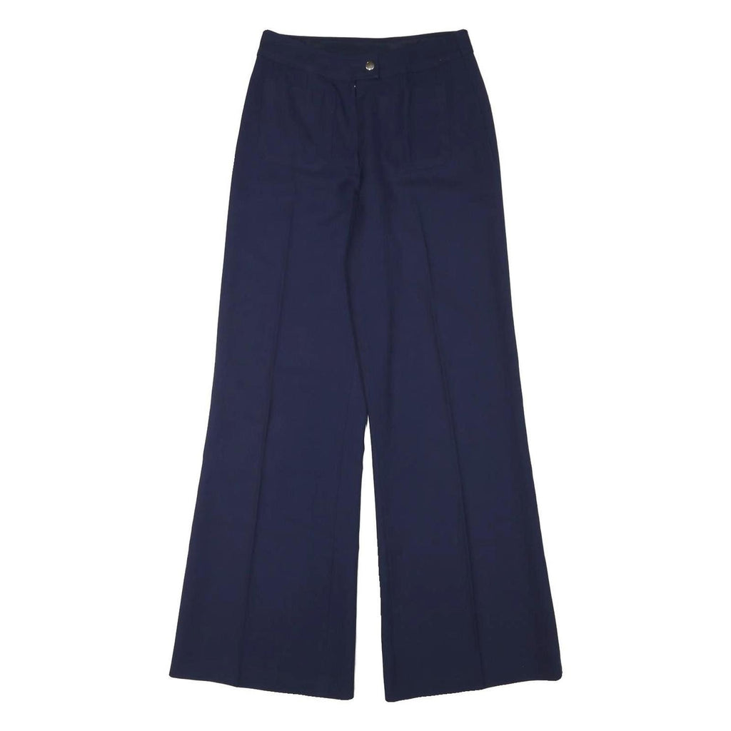 Womens Polyester Navy Relaxed Wide-Leg Trousers W26 L31 Zip Closure