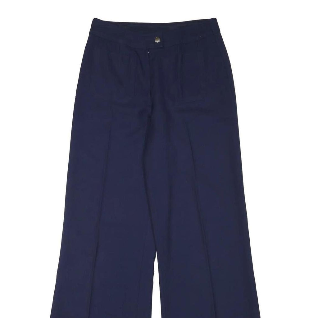 Womens Polyester Navy Relaxed Wide-Leg Trousers W26 L31 Zip Closure