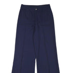 Womens Polyester Navy Relaxed Wide-Leg Trousers W26 L31 Zip Closure