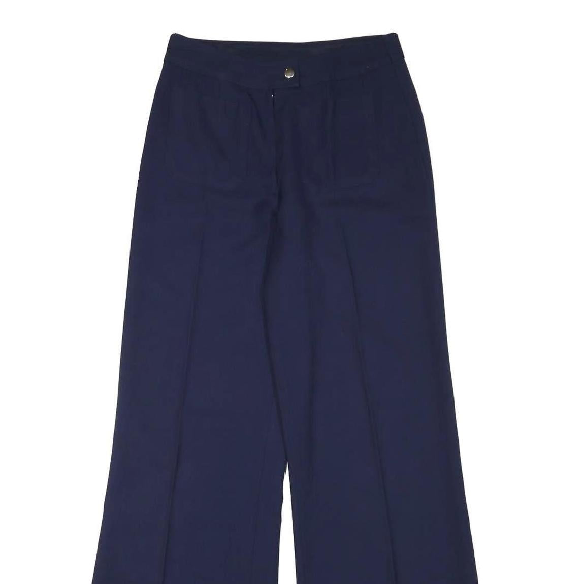 Womens Polyester Navy Relaxed Wide-Leg Trousers W26 L31 Zip Closure