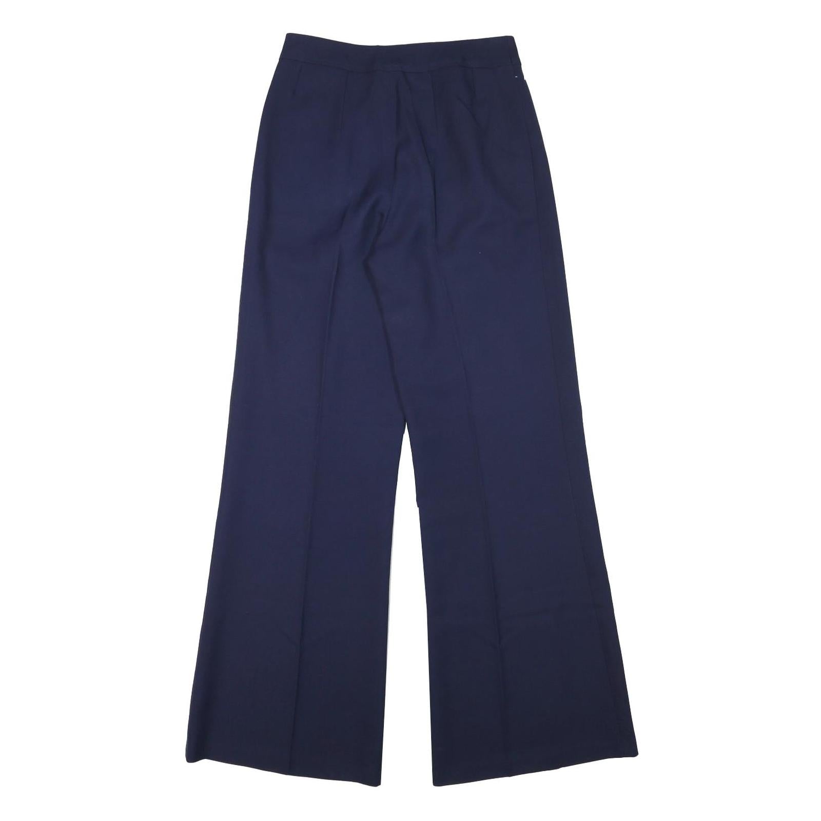 Womens Polyester Navy Relaxed Wide-Leg Trousers W26 L31 Zip Closure