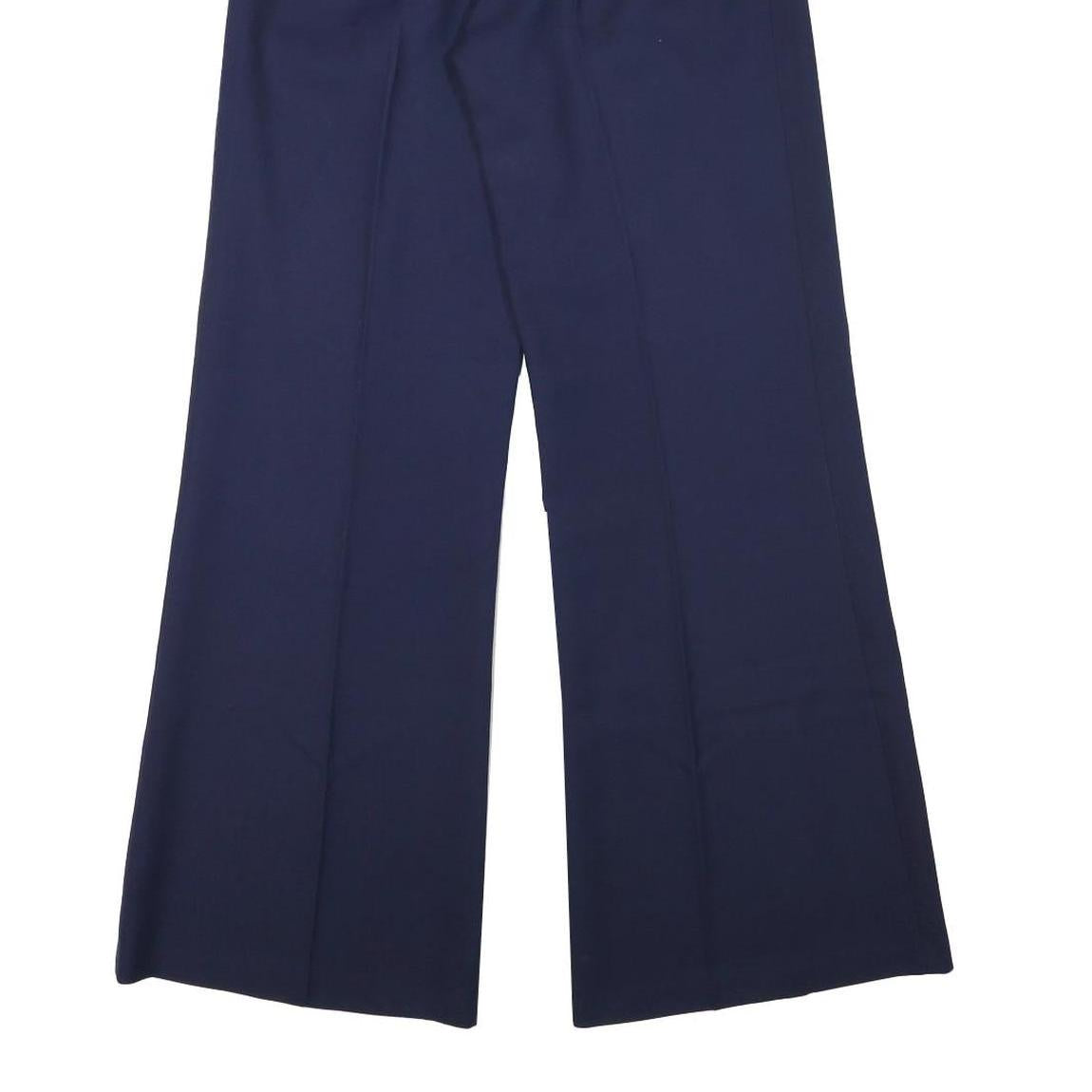 Womens Polyester Navy Relaxed Wide-Leg Trousers W26 L31 Zip Closure