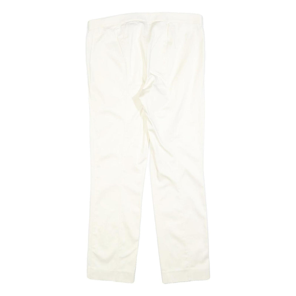 POLO RALPH LAUREN Womens Slim White Trousers W32 L28 Classic Zip Polyester Blend