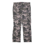 SOUTHPOLE Mens Cotton Blend Slim Cargo Trousers W30 L28 Grey Camouflage Outdoor