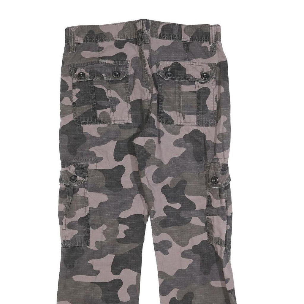 SOUTHPOLE Mens Cotton Blend Slim Cargo Trousers W30 L28 Grey Camouflage Outdoor