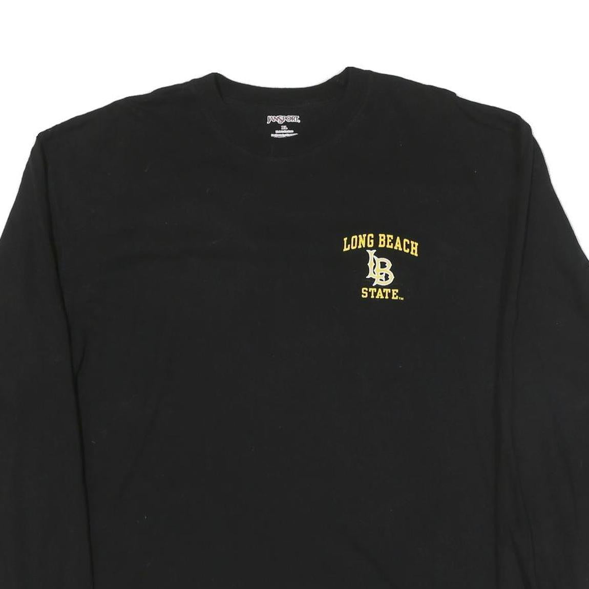 JANSPORT Mens Black Long Beach State Graphic T-Shirt XL Long Sleeve Crew Neck