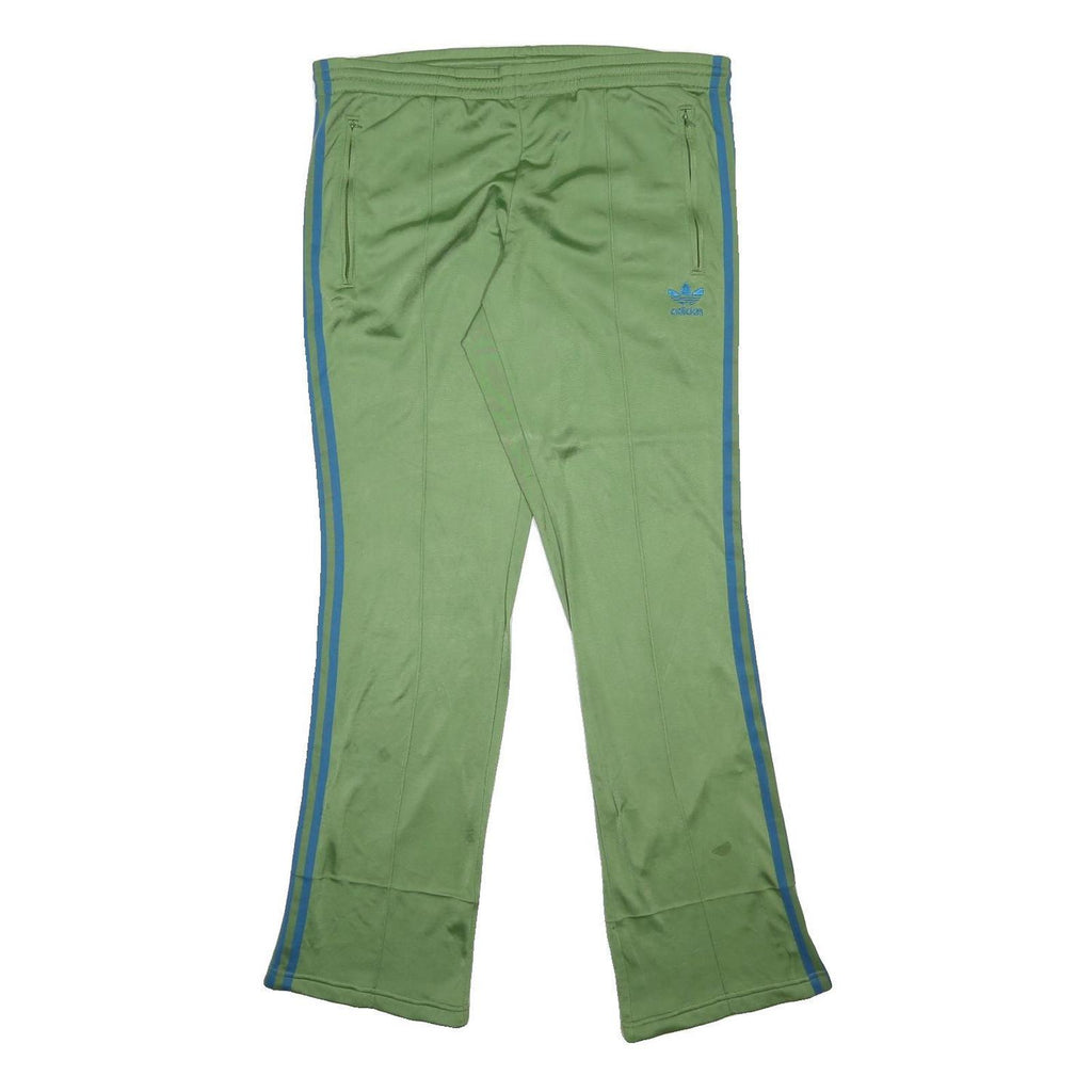 ADIDAS Womens Joggers Green & Blue Regular Fit Flared Leg L W38 L34 Zip Pockets