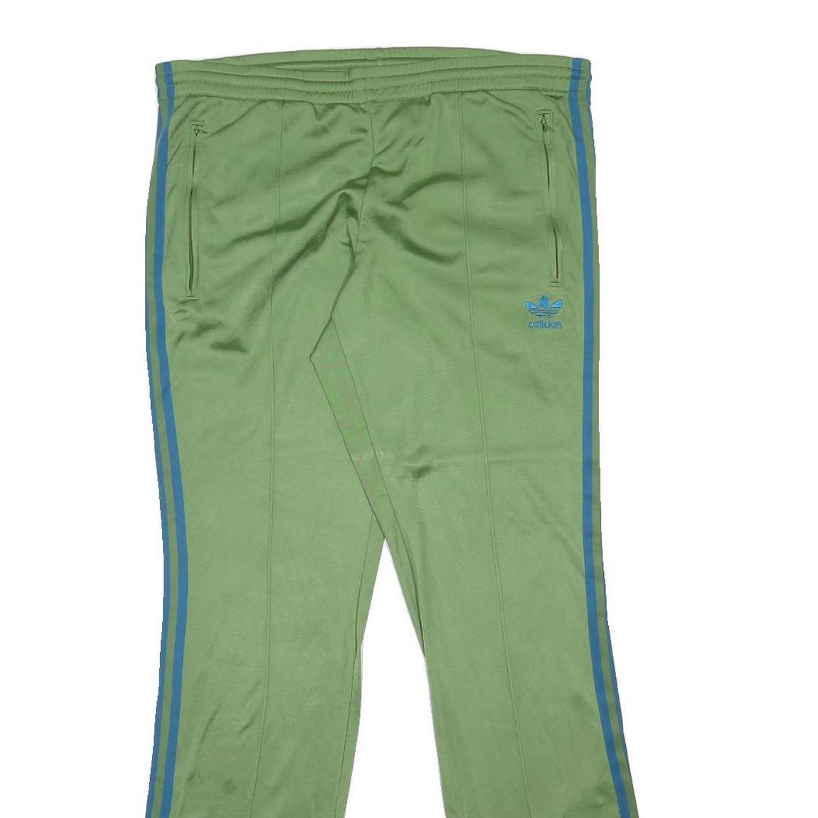 ADIDAS Womens Joggers Green & Blue Regular Fit Flared Leg L W38 L34 Zip Pockets