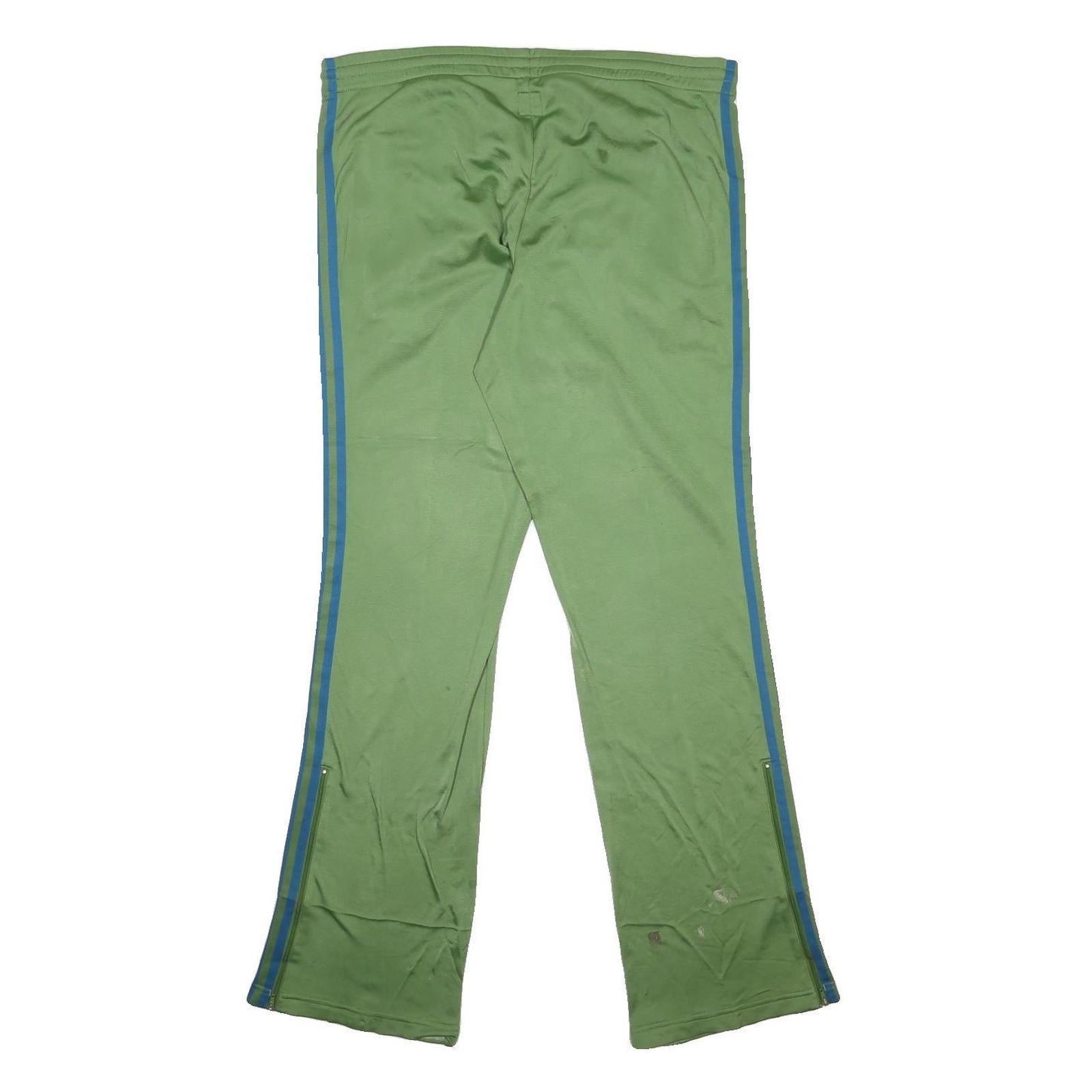 ADIDAS Womens Joggers Green & Blue Regular Fit Flared Leg L W38 L34 Zip Pockets