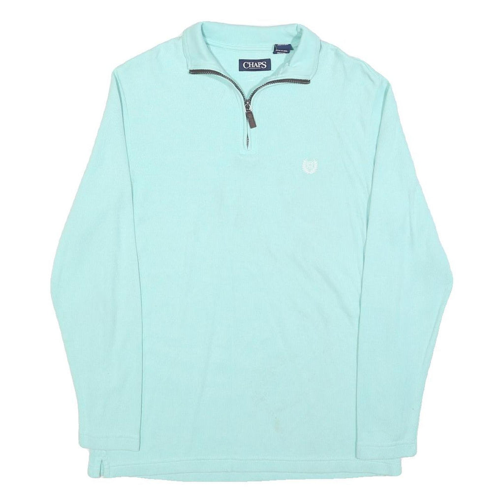 CHAPS Mens Blue Plain Pullover Jumper Crew Neck Cotton Blend S Casual
