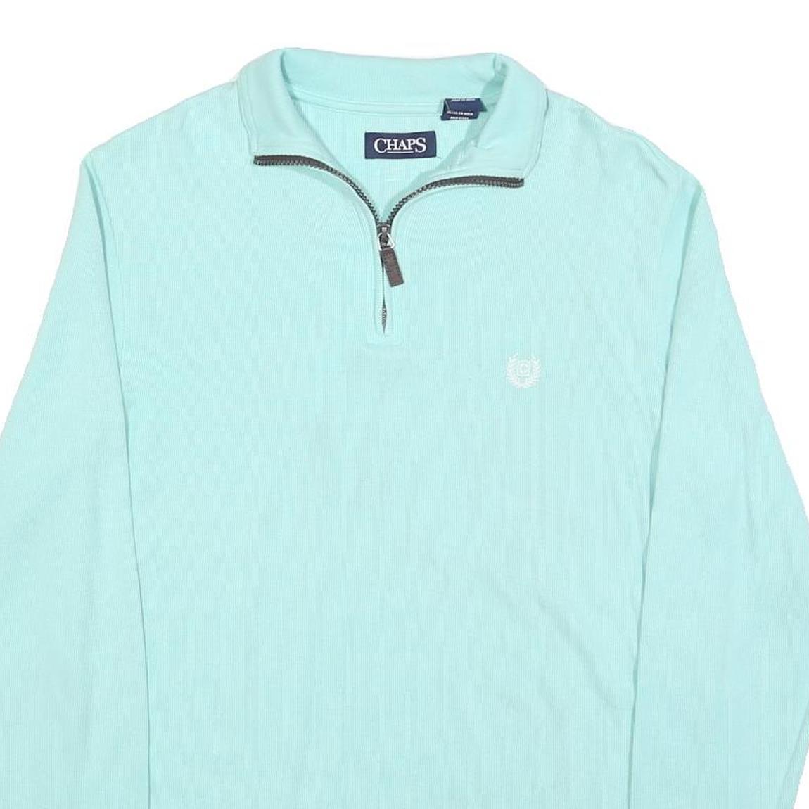 CHAPS Mens Blue Plain Pullover Jumper Crew Neck Cotton Blend S Casual