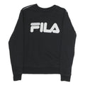FILA Mens Black Sweatshirt Crew Neck S Logo Printed Cotton Blend Pullover