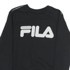 FILA Mens Black Sweatshirt Crew Neck S Logo Printed Cotton Blend Pullover