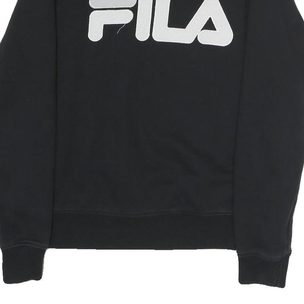 FILA Mens Black Sweatshirt Crew Neck S Logo Printed Cotton Blend Pullover