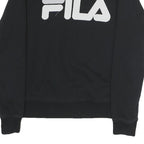 FILA Mens Black Sweatshirt Crew Neck S Logo Printed Cotton Blend Pullover