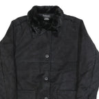 BARRAGE Womens Black Button Jacket M Polyester Blend Faux Fur Trim Winter