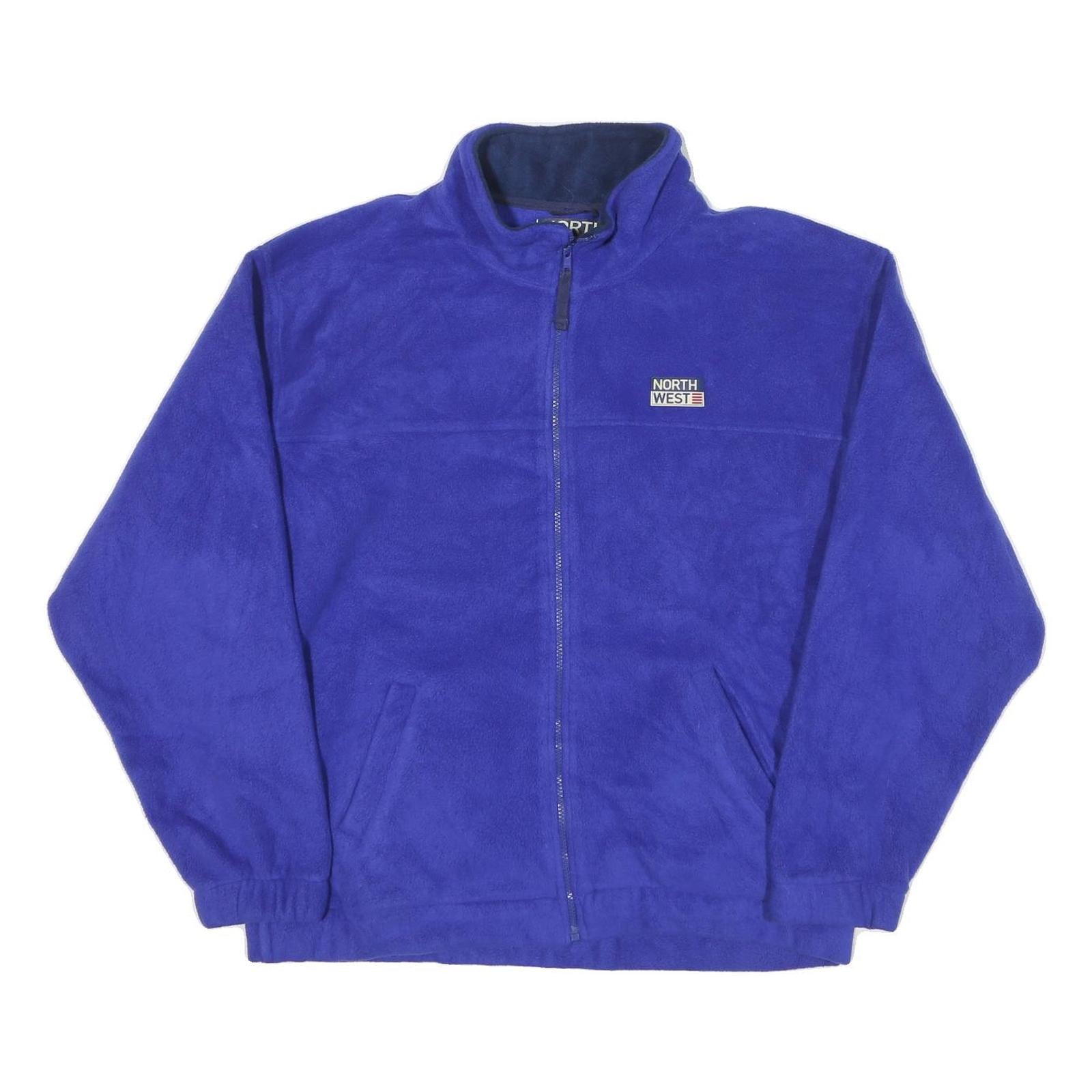 NORTH WEST Mens Blue Polyester Blend Jacket L Fleece Zip Casual Warm Outdoor