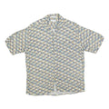 PIERRE CARDIN Mens Blue Beige Checked Rayon Shirt L Short Sleeve Lightweight