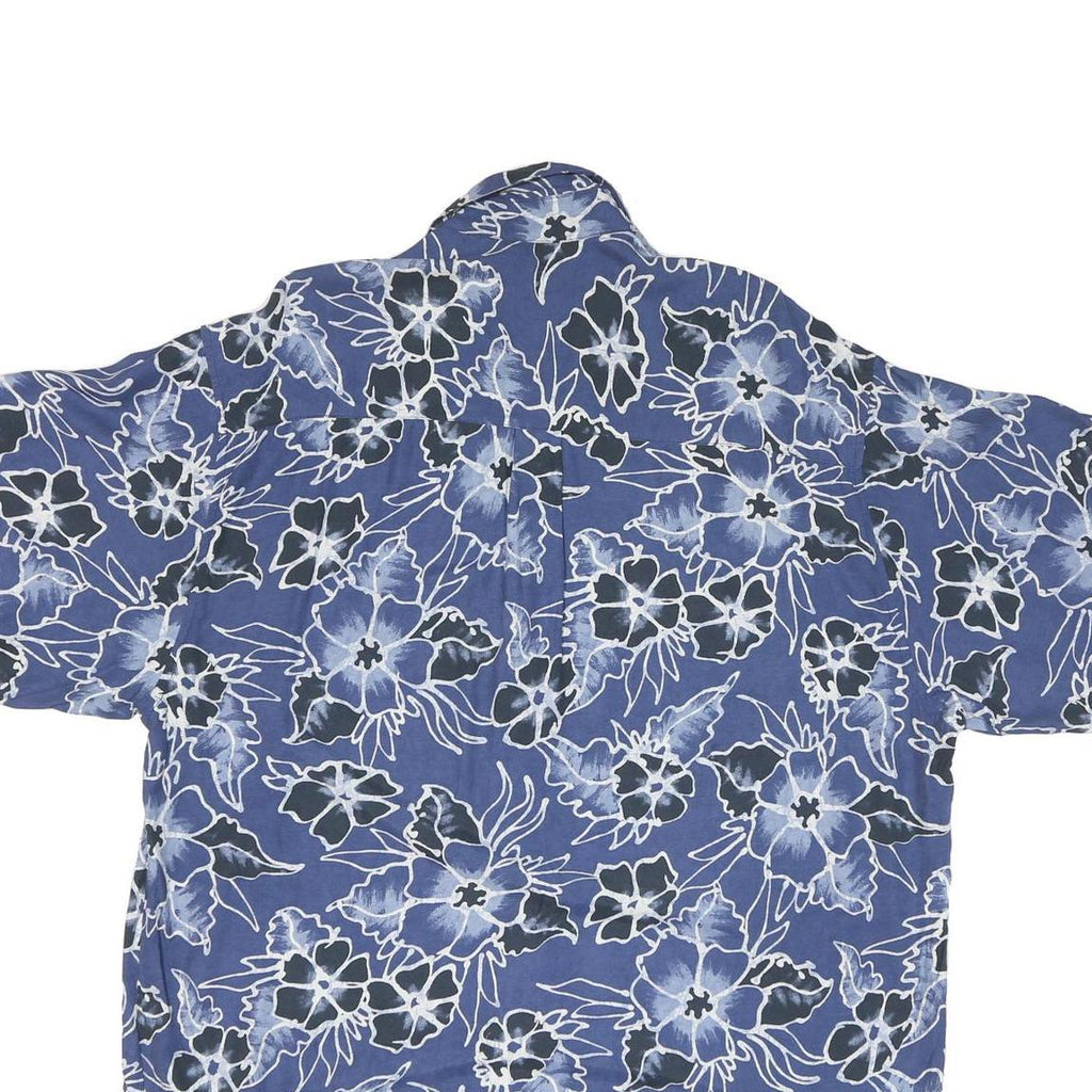 STRAIGHT DOWN Mens Blue Floral Rayon Shirt XL Lightweight Summer Casual