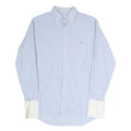 LACOSTE Mens Blue & White Button-Down Collar Cotton Blend Shirt M Classic Formal