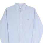 LACOSTE Mens Blue & White Button-Down Collar Cotton Blend Shirt M Classic Formal