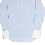 LACOSTE Mens Blue & White Button-Down Collar Cotton Blend Shirt M Classic Formal