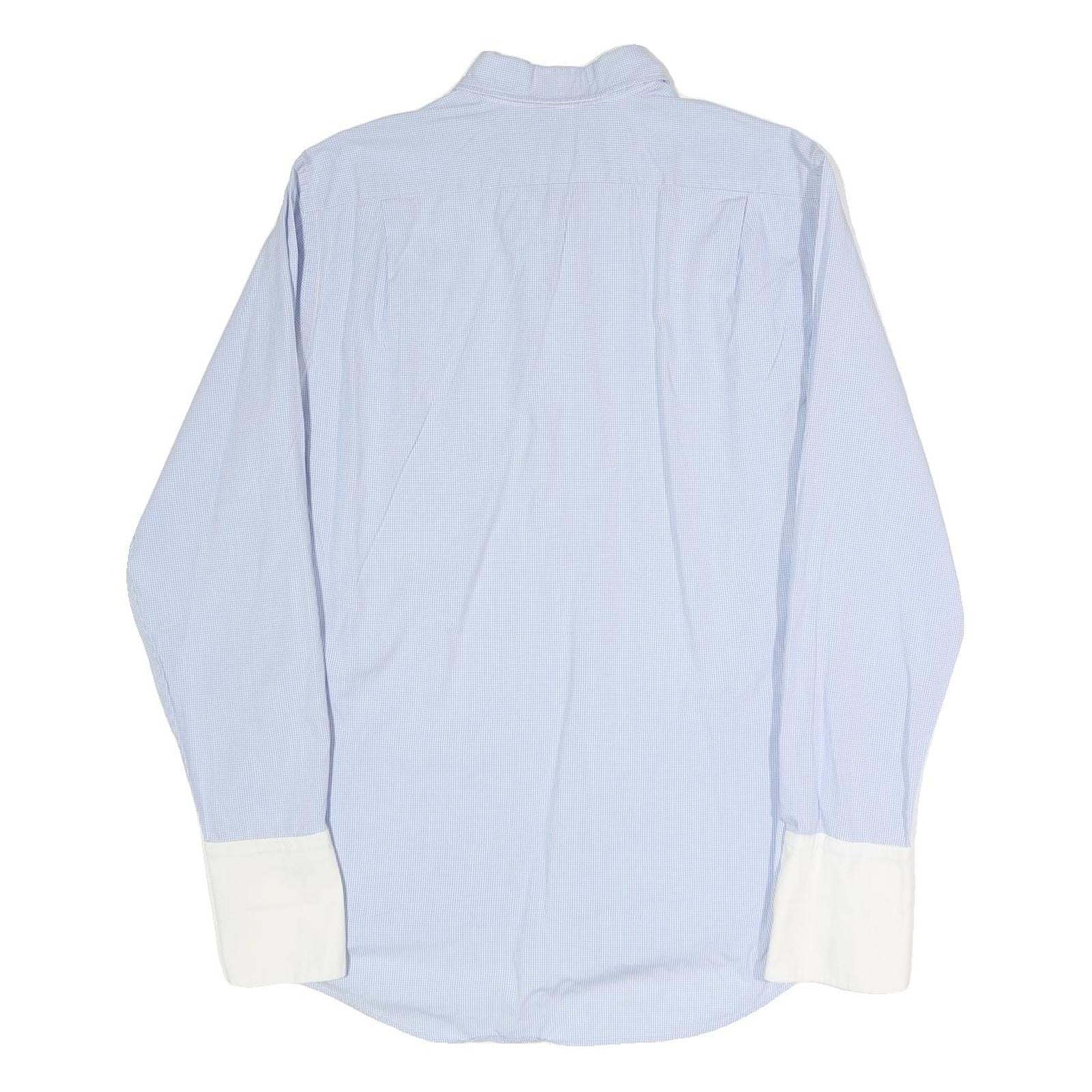 LACOSTE Mens Blue & White Button-Down Collar Cotton Blend Shirt M Classic Formal