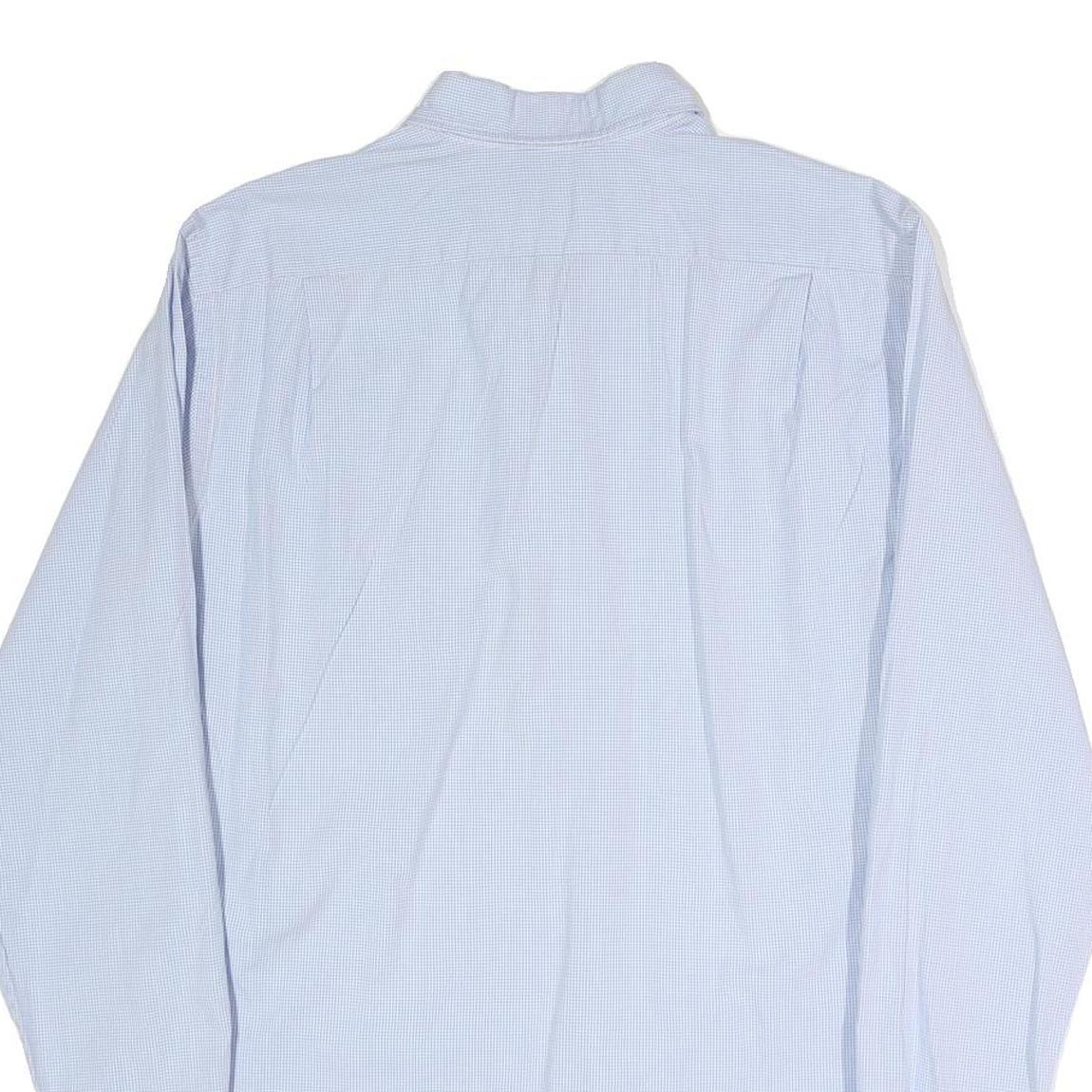 LACOSTE Mens Blue & White Button-Down Collar Cotton Blend Shirt M Classic Formal