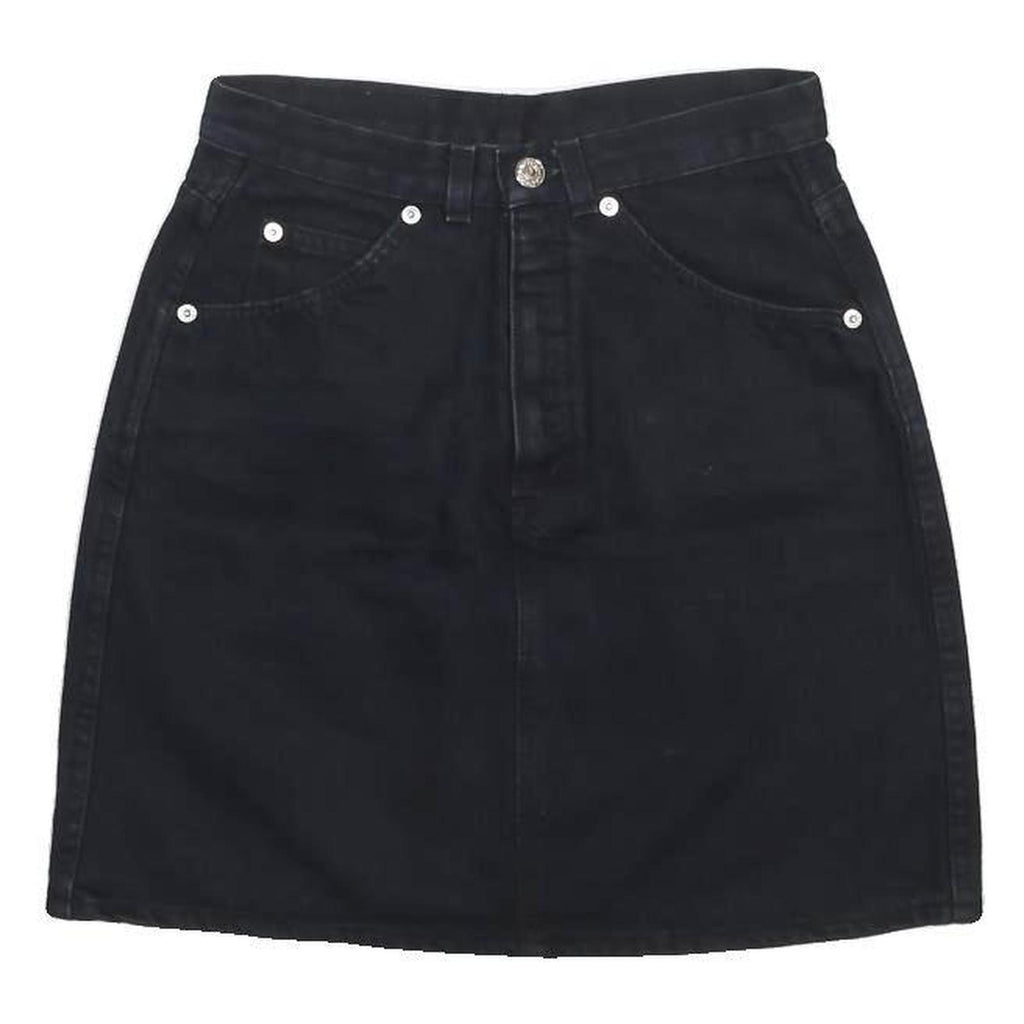 LEVI'S Womens Black Denim Mini Skirt Cotton S Pocketed Zip Closure Casual