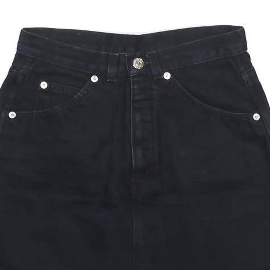 LEVI'S Womens Black Denim Mini Skirt Cotton S Pocketed Zip Closure Casual