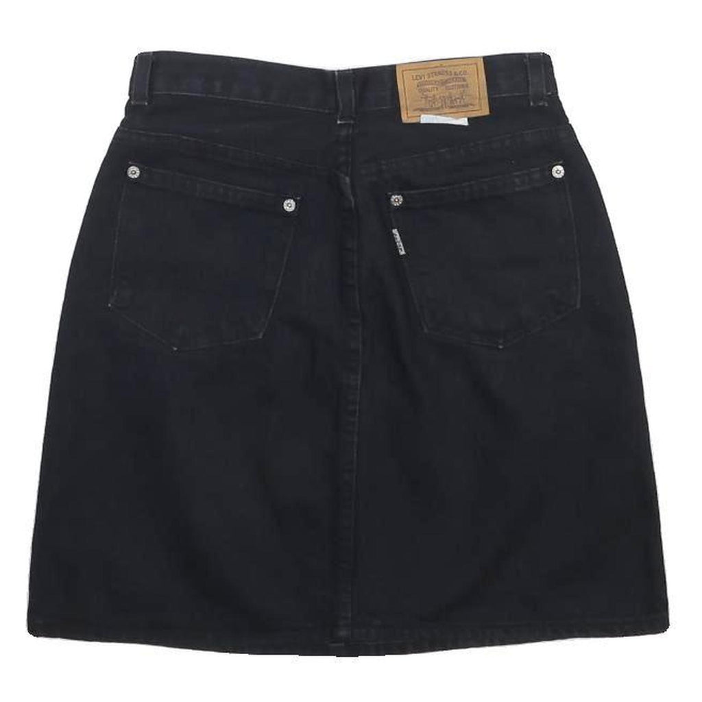 LEVI'S Womens Black Denim Mini Skirt Cotton S Pocketed Zip Closure Casual